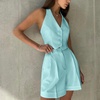 Summer Office Shorts Suits Elegant Cotton V-Neck Sleeveless Tank Tops High Waist Shorts 2-Piece Sets Outfits