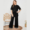 High Waist Slim Wide Leg Pants Women's Set