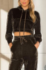  Custom Velour Crop Hoodie Two Piece Pants Set