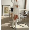 Long Sleeve Blazer Pocket Pleated Ladies 2 Piece Skirt Set Plus Size