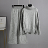  Sweater Wide Leg Pants Turtleneck Heavy Sweater Two Piece Set Women Clothing