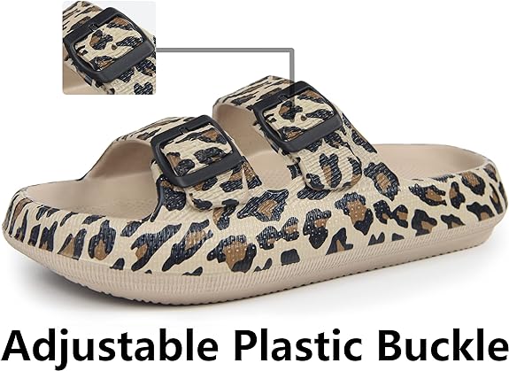 Cloud Slides Slippers for Women Men Shower Sandals Non Slip Soft Sole Thick Foam Double Buckle Adjustable House Shoes