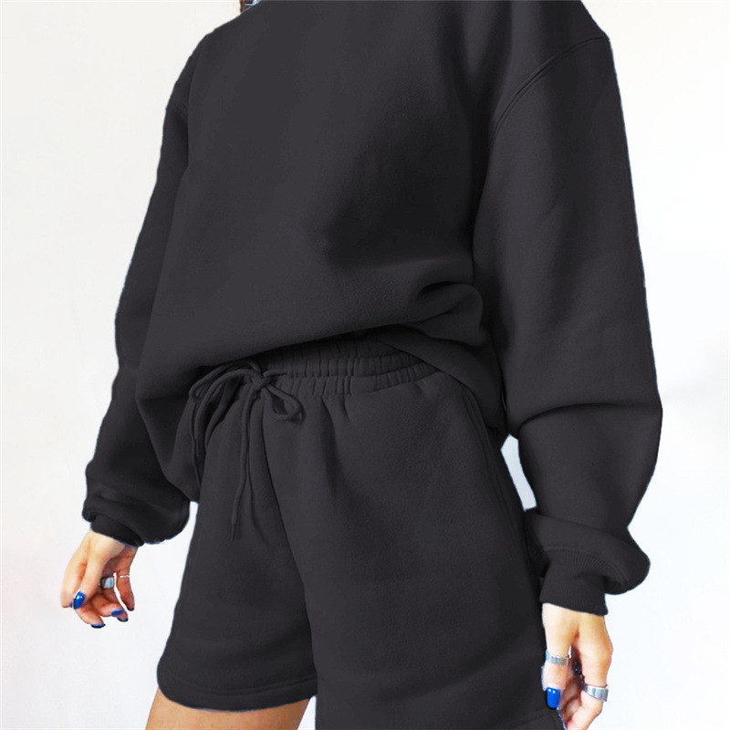 Sweatshirt Shorts Set Blank Custom Women Sweat Suits Set With Logo