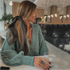 Women Clothing Fashion V Neck Solid Color Button Thickened Suit Sweater for Women