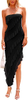 Womens Strapless Tube Asymmetrical Ruffle Maxi Bodycon Dress