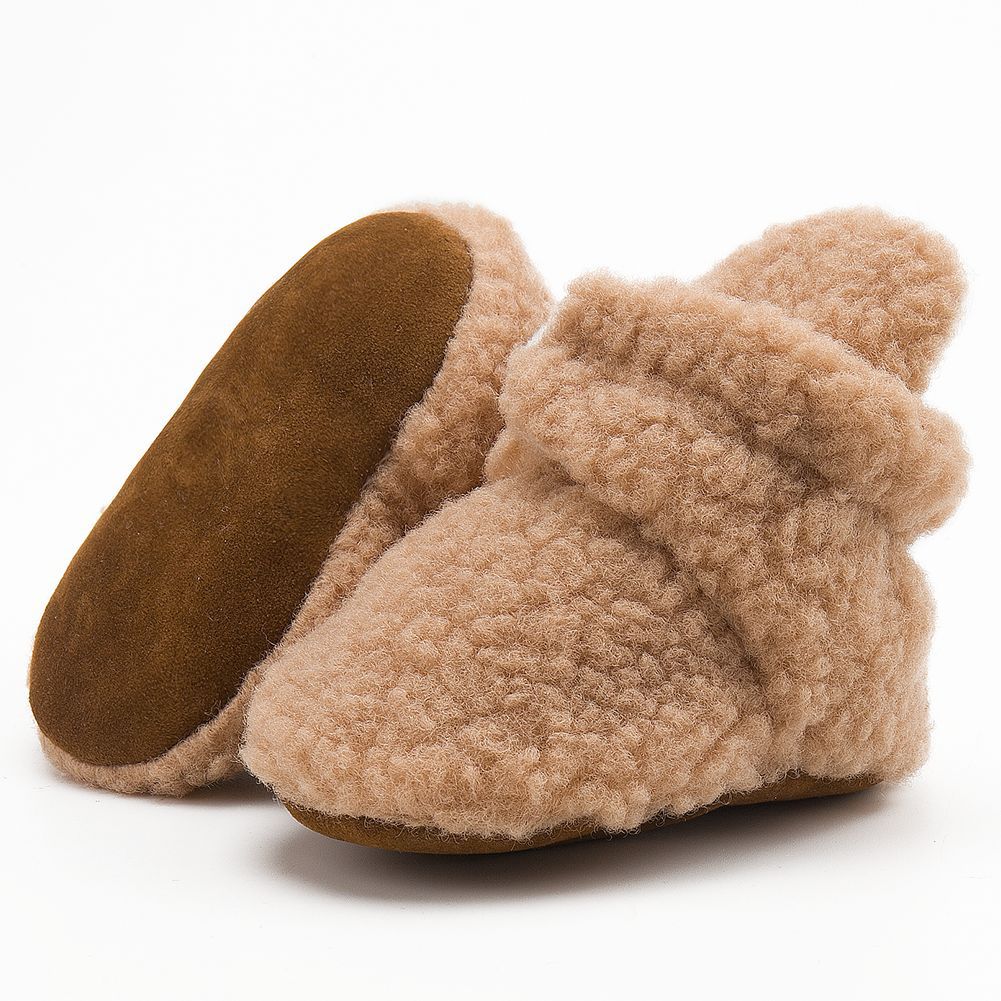 Cute Girs Brown Red Plush Wram Slippers Fur Toddler Kids Baby Slides Sandals for Winter