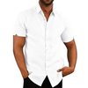 Mens Linen Blouse Short Sleeve Summer Solid Comfortable Pure Cotton And Linen Casual Loose Holiday Shirts