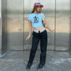 Spring And Summer Fashion New Basic Printed Tops Short Cropped Tops Casual O-neck Short Sleeve T-shirt for Women