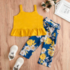 Kids Girls Summer Clothes Sets Sleeveless Button Tops +bowknot Belt Shorts 2pcs Suit Kids Baby Girl Sunflower Clothes