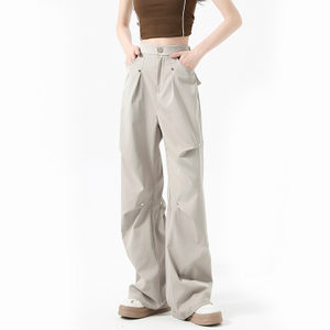 Hip Hop Ruched Wide Leg Pants Plus Size Pants Women's Pants & Trousers