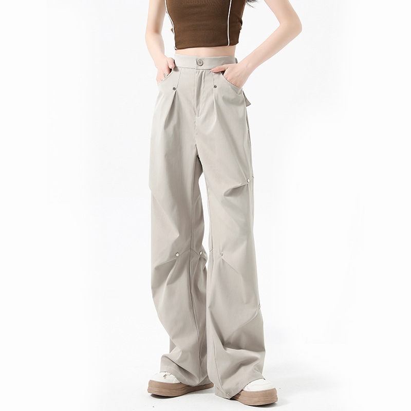 Hip Hop Ruched Wide Leg Pants Plus Size Pants Women's Pants & Trousers