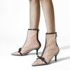  Party Dinner High Heel Boots Mesh Back Zipper Ankle Boots