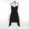 Sexy Suspenders Chest Slimming Elegant Lace Up Solid Color Short Dress for Women