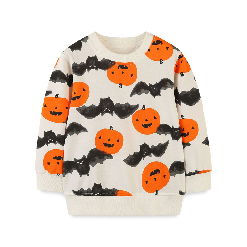  Children's Halloween Hoodie Fashion Print Crew-neck Pullover Baby Sweatshirt