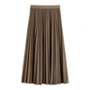 New Trendy High Waist Loose Long Skirt Women Solid Color Elegant Pleated Skirt