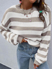 Winter Ladies Casual Long Sleeve Sweater Women's Colour Block Patchwork Drop Shoulder Knitted Sweater Striped Pattern Drop Shoulder Sweater