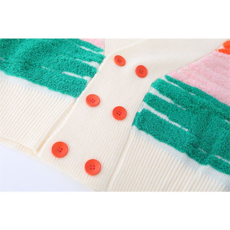 V Neck Women's Sweater Cardigan Women Warm Woolen Knit Button Front Drop Shoulder Embroidery Cardigan Sweater
