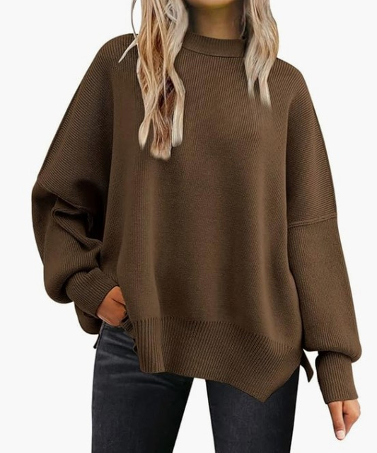 Women S Round Neck Bat Sleeve Sweater