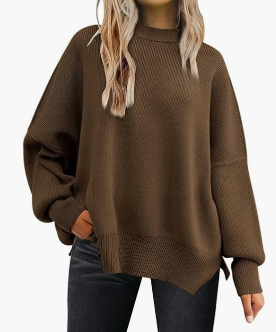 Women S Round Neck Bat Sleeve Sweater