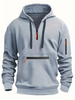 Men's Retro Work Sweatshirt Zip Multi Pocket Sweater Hoodie Hooded Jacket Casual Outerwear