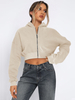 French Terry Full Zip Up Open Drop Shoulder Hooded Autumn Over Size Hoodies for Women