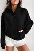 Sweatshirts In Bulk Long Sleeve Women Quater Zip Sweatshirt Round Neck Blank Loose Fit Sweatshirt