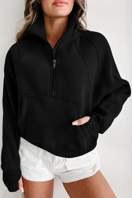 Sweatshirts In Bulk Long Sleeve Women Quater Zip Sweatshirt Round Neck Blank Loose Fit Sweatshirt