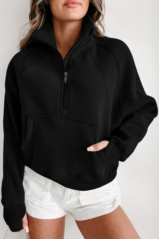 Sweatshirts In Bulk Long Sleeve Women Quater Zip Sweatshirt Round Neck Blank Loose Fit Sweatshirt