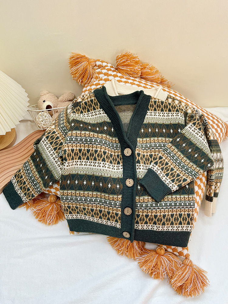 Ribbed Party Dress Casual Girls Baby Sweaters Cardigan Sweater