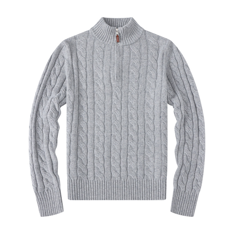 Custom Turtleneck Men Designer Half Zip Up Fleece Pullover Knitted Sweater For Men