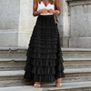 New French Long Skirt Women's Autumn Solid Color High Waist Mesh Cake Skirt Casual Half Skirt