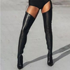 Sexy Over-the-knee Long Boots Pointed High Stiletto Heel Belt Buckle Side Zipper Women Boots