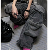 Multi Pockets Women Wide Leg Jeans Denim Pants Side Pocket Cargo Pant Baggy Jeans