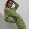 Sweater Pant Trendy Stylish Solid Color Women Suit Two-piece Trouser Suit
