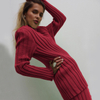 Sweater Pant Trendy Stylish Solid Color Women Suit Two-piece Trouser Suit