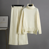  Sweater Wide Leg Pants Turtleneck Heavy Sweater Two Piece Set Women Clothing