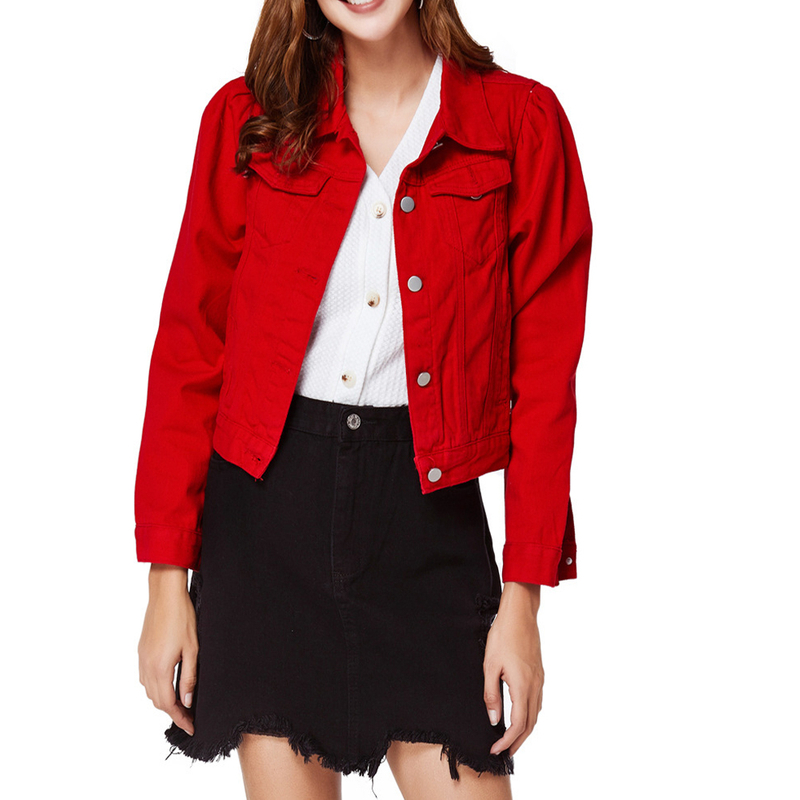 Red Jacket Denim Jackets for Ladies with Custom Logo