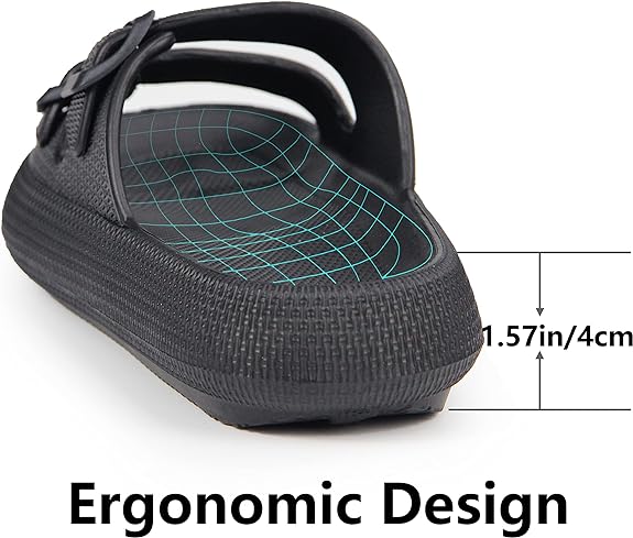 Pillow Slippers Double Buckle Adjustable Slides EVA Flat Sandals