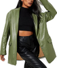 Women Leather Jacket Oversized Faux Leather Blazer Button Down Lapel Coat with Pockets Vintage Streetwear