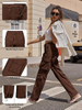 Women Pants High Waisted Cargo Pants Combat Military Trousers Wide Leg Casual Pants 8 Pockets