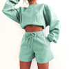Sweatshirt Shorts Set Blank Custom Women Sweat Suits Set With Logo