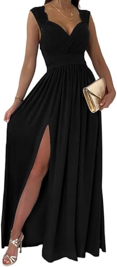 Womens 2024 Formal Dresses Wrap V-Neck Ruched Sexy Bridesmaid Wedding Guest Maxi Dresses