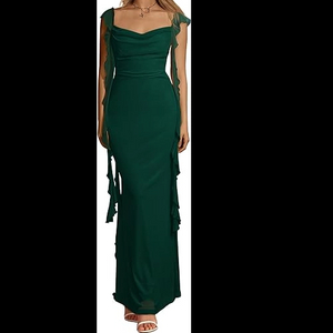 Womens Sleeveless Ruffle Party Maxi Bodycon Dresses