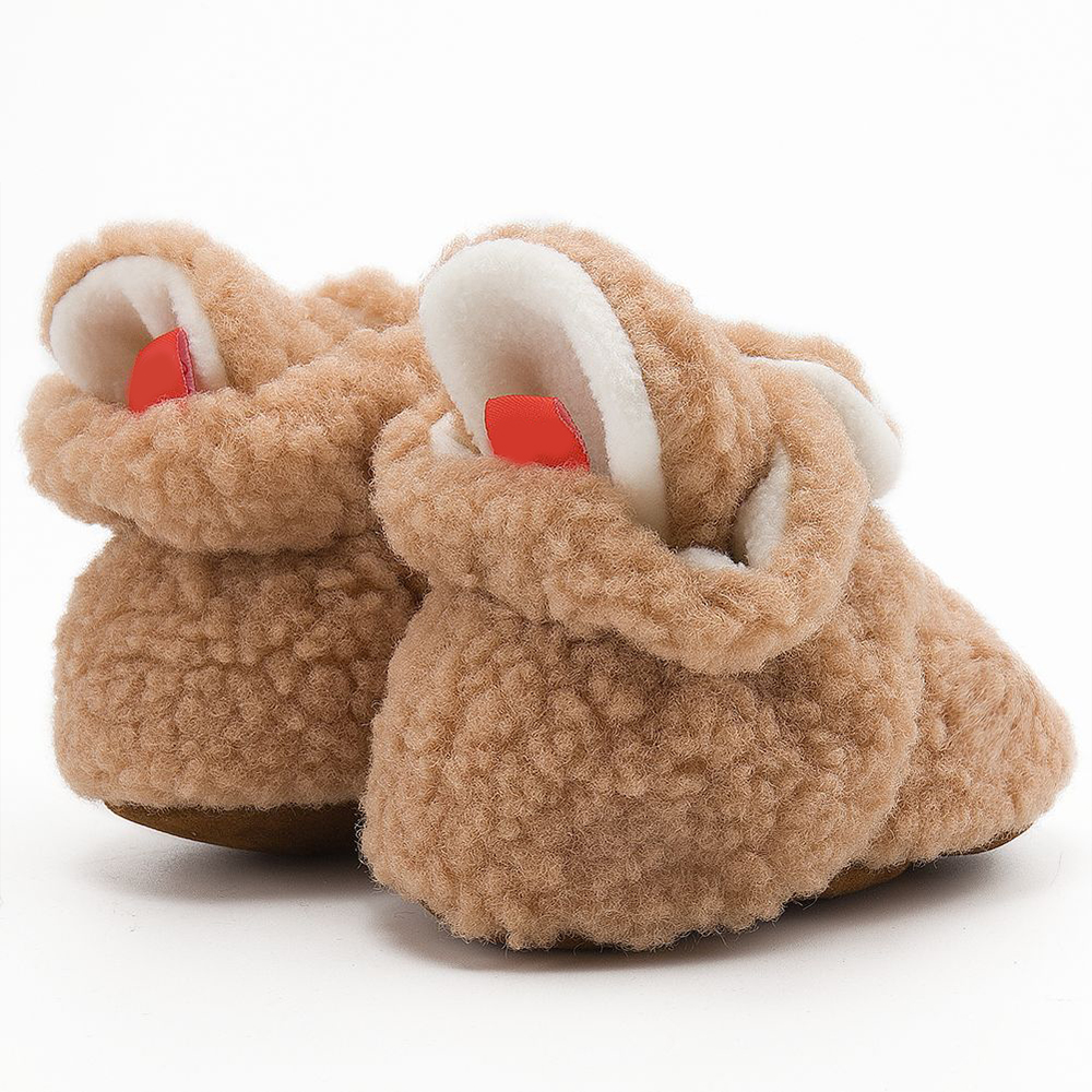 Cute Girs Brown Red Plush Wram Slippers Fur Toddler Kids Baby Slides Sandals for Winter