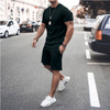 Custom Logo Plus Size Two Piece Short Set Men Cotton Short Sleeves Mens Short Set Blank Sweat Suits Plain Jogging Suit