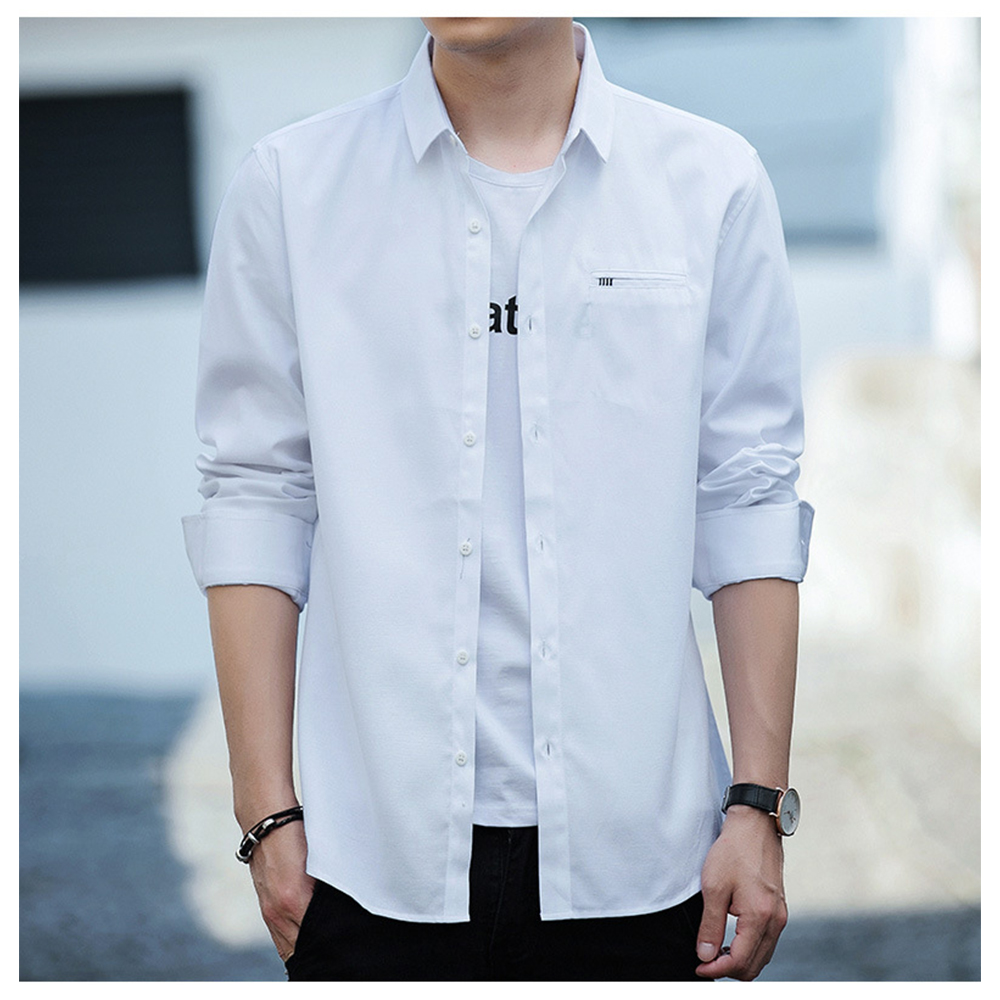 Men's Slim Fit Long-Sleeved Casual Shirt High Stretch Comfortable Button Men Shirts