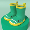 Rubber Kids Rain Boots New Cute Cartoon Waterproof Toddler Gumboots Printing Children Custom Brand EVA Unisex Midi Round Toe