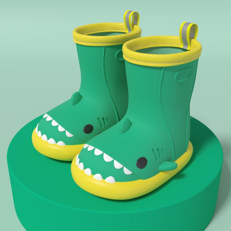 Rubber Kids Rain Boots New Cute Cartoon Waterproof Toddler Gumboots Printing Children Custom Brand EVA Unisex Midi Round Toe