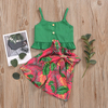 Children's Clothing Summer 2024 Girls' Sling Shirt Printed Shorts Suit Children Suit