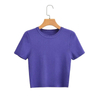Fashion Short Ice Silk Knitted Top Sweater Vintage Short Sleeve Female Pullovers Chic Tops